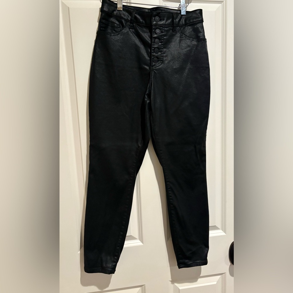 Express black high waisted coated jeans size 8